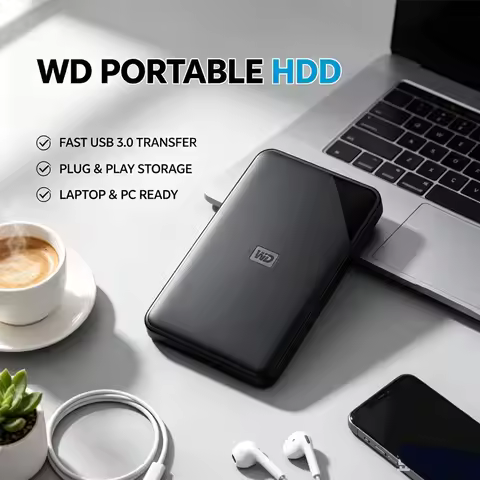 WD Element SE 2.5" Portable External HDD, USB3.0 Fast Transfer, Plug&Play Storage 1/2/4TB Laptop PC 