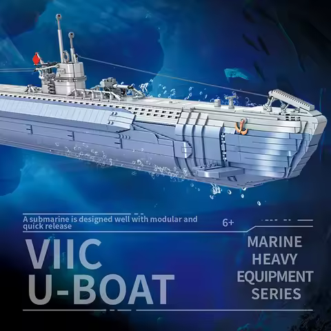German Military Untersee-Boot Large U-shaped Submarine Building Blocks WW2 Arms Bricks Toys Model Co