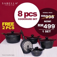 SABELLA COOKWARE Premium 8 set FREE 1 pcs Fry Pan 28 inchi + 1 pcs Penutup Tempered Glass Non Stick Nano Technology