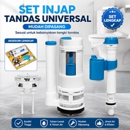 Set Flush Tandas Duduk Universal, Pam & Valve Tangki Air Toilet Bowl Aksesori Bilik Air untuk Rumah 