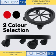 UnihomSG [ReadyStock] 4/5 Wheels Gas Stand | Base With Rollers | Gas Cylinder Trolley With Roller