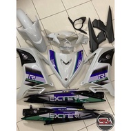 MALIBU COVERSET YAMAHA LC LC135 V2 EXCITER R CRYSTAL WHITE BLACK HITAM PUTIH BODYSET SIAP TANAM VELO