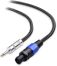 Cable Matters Preminum Braided 12AWG 1/4 Inch TS to NLF4 Speakon Type Cable - 6 Feet