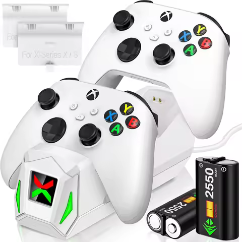 2X2550mAh Rechargeable Battery+Controller Charger Stand For Xbox Series X/S/Xbox One X/Xbox One S