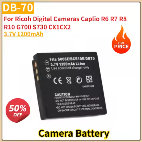 DB-70 Camera Battery 3.7V 1200mAh for Ricoh Digital Cameras Caplio R6 R7 R8 R10 G700 S730 CX1 CX2 Br
