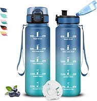 Children's Water Bottle, 0.5 Litre Drinking Bottle, Water Bottle with Time, Leak-Proof, Water Bottle
