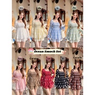 7days Clothing-️Ocean Smock Set Smocked Shirt + Shorts