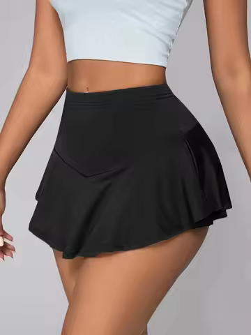 Women's Casual Split Short Skirt Light Breathable Dance Sports Short Skirt