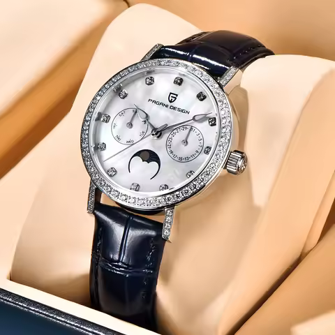 New PAGANI DESIGN 33MM Multifunctional Women's Quartz Watch 100m Waterproof Luxury Sapphire Moonphas
