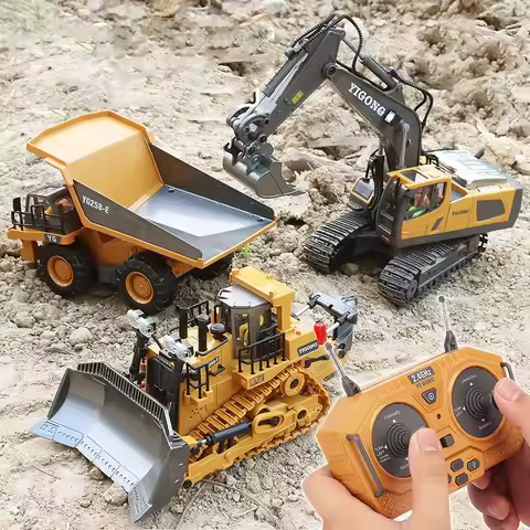 Remote Control Excavator Bulldozer Dump Truck Rc Car Toys Electric Engineering 2.4g High-Tech Vehicl