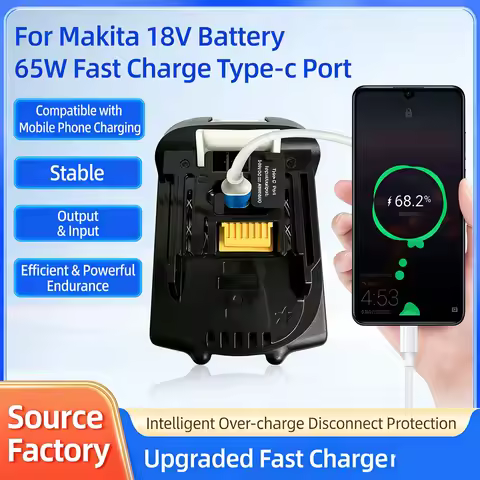 ✔️🔥Makita 18V 6Ah Li-ion Battery with Type-C Port, 65W Input Output for Makita 18V Power Tools