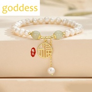 Gold 916 original malaysia Natural Hotan Yufu Brand Pearl Jade Bracelet for women