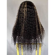 Piano Color Front Lace Wig P1b27 Deep Wave Real Hair Headgear Baby Hair Hand-Highlighted