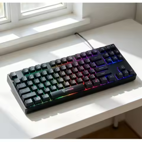 SHIPADOO K87 Mechanical Feel 87-Key Gaming Keyboard Wired for Notebook Lightweight Silent Mini Film 