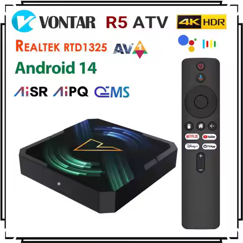 VONTAR R5 Android 14 TV Box ATV Realtek1325 CPU A55 Edge AI Mali-G57 GPU Support AI-PQ AI-SR HDR10+ 