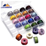 Bobbin Case Organizer with 25 Clear Sewing Machine Bobbins and Assorted Colors Sewing Thread for Brother/ Babylock/ Janome/ Kenmore/ Singer