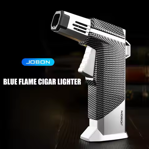 JOBON Four Flame Gun Lighters Strong Blue Flame Adjustable Flame Size One Touch Lock Cigar Ignition 