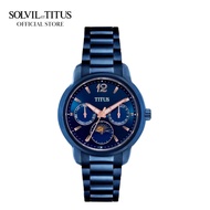 Solvil et Titus Devot Multi-Function Day Night Quartz in Blue Dial &amp; Stainless Steel Bracelet Women Watch W06-03262-005
