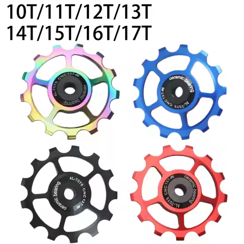 10T-17T MTB Bicycle Rear Derailleur Jockey Wheel Ceramic Bearing Pulley AL7075 CNC Road Bike Guide R