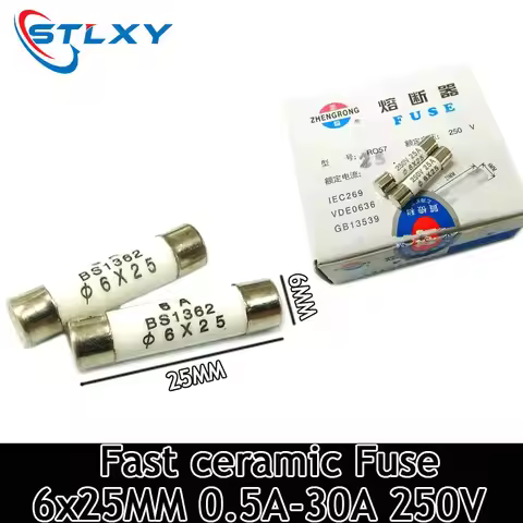 10Pcs/lot 6*25mm fast ceramic fuses Kit assortment 250V 0.5A 1A 3A 2A 10A 6x25mm AMP Fuse tube
