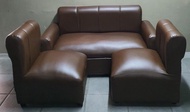 sofa set brown leather uratex foam cod !!