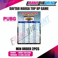daftar harga top up game daftar harga konter daftar harga top up