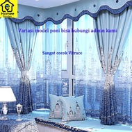 Curtain Vitrase + Fringe Vitrase + Curtain Vitrase + Small Curtain + Children +biru