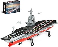 Aircraft Carrier WW2 Military Battleship Building Block Set, Large-SizedCruiser Toy, Military Battle