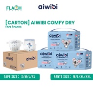[Carton]AIWIBI Comfy Dry Diapers Tape (S/M/L/XL) /Pants (M/L/XL/XXL)(3 Packs) Comfort and safe for b