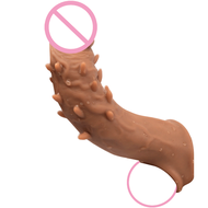 Enjoy Sex Brown Dotted Extender G spot 7 inch Cock Penis Glan Sleeve with Spike Bolitas for Men Big Head Dick Extensions Cock Spike Condom Enlarger Penis Sleeve With Solid Simulation Glans Sex Toy for Men