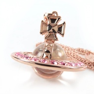 Vivienne Westwood)玫瑰粉紅水鑽球形項鍊吊墜，品相極佳。附原廠盒和防塵袋。
