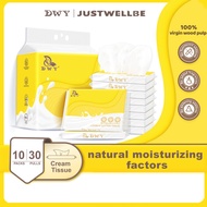 DWY Tisu Bayi Lembut Krim 10pcs 30 Pull 4 Lapis Tebal 180x120mm Tisu Wajah Deluxe untuk Wipe Rhiniti