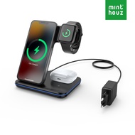 Minfantaz 3-In-1ที่ชาร์จไร้สาย15W สถานีชาร์จแบบรวดเร็วพร้อม USB Type C สำหรับสมาร์ทโฟนIWatchหูฟัง TW