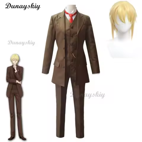 Anime MORIARTY THE PATRIOT Albert James Moriarty William Cosplay Costume Wig Brown Uniform Halloween