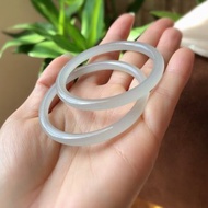 天然和田玉高冰紫精緻對鐲品相完美圈口51-52 尺寸5*5