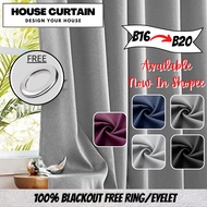 B16 - B20  BLACKOUT CURTAIN For Door &amp; Window Ready Made Curtain (FREE RING/EYELET)