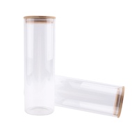 Glass Storage Containers Set of 2 71Oz Tall Spaghetti Jars with Bamboo Lids - Kitchen Food Storage C