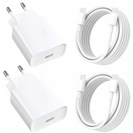 EU 20W Fast Charging Kit - USB C Wall Charger Adapter & 6.6ft/200cm USB C To USB C Cable, Compatible