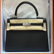 全套 全新 26.3月單 Hermes 愛馬仕 Kelly25 黑銀 Togo皮 K刻～質感無敵 黑銀配色經久不衰 好飒～