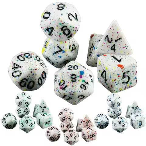 DND Dice Set 7pcs Polyhedral Dice Splatter Effect for DND TRPG Board Game Accessories