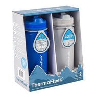 現貨ThermoFlask Stainless Steel Water Bottle 2-Piece Set (Blue & Grey) 不銹鋼保溫/保冷水樽套裝 (藍色及灰色) 16oz/474mL