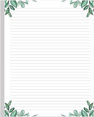 Stationery Lined Paper, Letter Size Unpunched Ruled Filler Paper, 100Sheets / 200Pages Loose-Leaf Line Paper, 100gsm White Paper, 8.5'' x 11'', Leaf