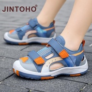 JINTOHO Children's Baotou Sandals Blue Hollow Breathable Casual Sneakers 8-12 Years Old Kids School 