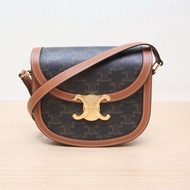 CELINE(思琳) Triomphe 凱旋門 金屬鎖扣 Teen 18 老花 PVC 金扣