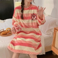 Home Nightgown Women's Suede Plus Velvet Long Version Autumn Winter Plus Velvet Home Coverall