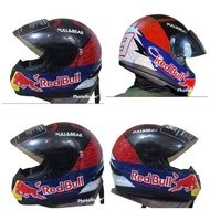 Helm Full face Murah ARL/KBR RED BULLSBukan kyt R10 kyt RC7 Kyt K2rider Bukan Merk Nhk Gm Kyt Njs Ca