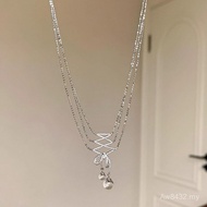 Niche Sweet Ribbon Pendant Real Gold-Plated White Water Beautiful Bow One Piece Shipment Xiaohongshu