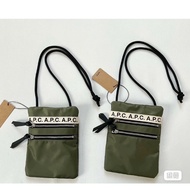 Apc logo jacquard double zipper nylon phone bag