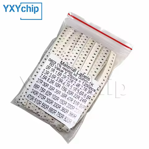 Resistor kit 0201 0402 0603 0805 1206 smd Resistor package 50values*25PCS=1250PCS 1% Sample Kit Resi