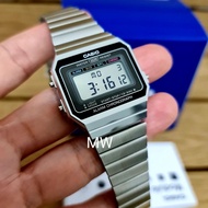CASIO VINTAGE RETRO DIGITAL SILVER SLIM CASE MENS UNISEX WATCH A700 A700W-1A NEW
